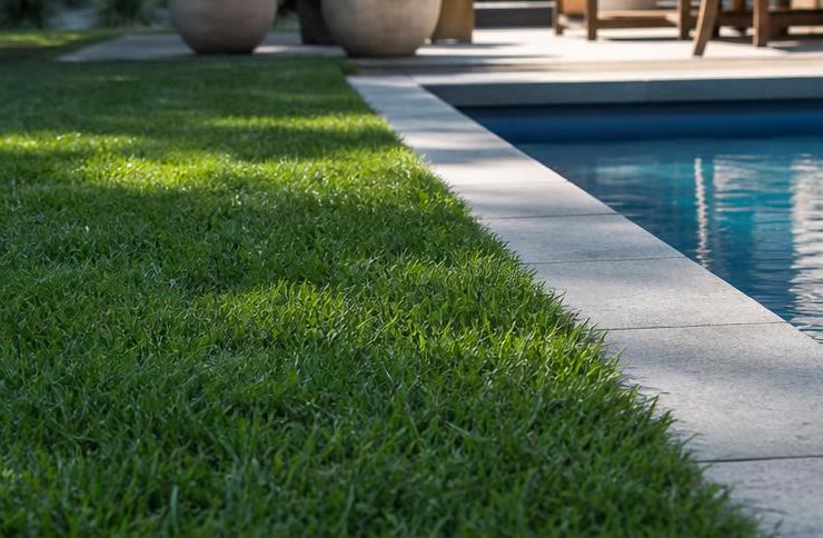 Césped Bermuda en exterior residencial con borde limpio