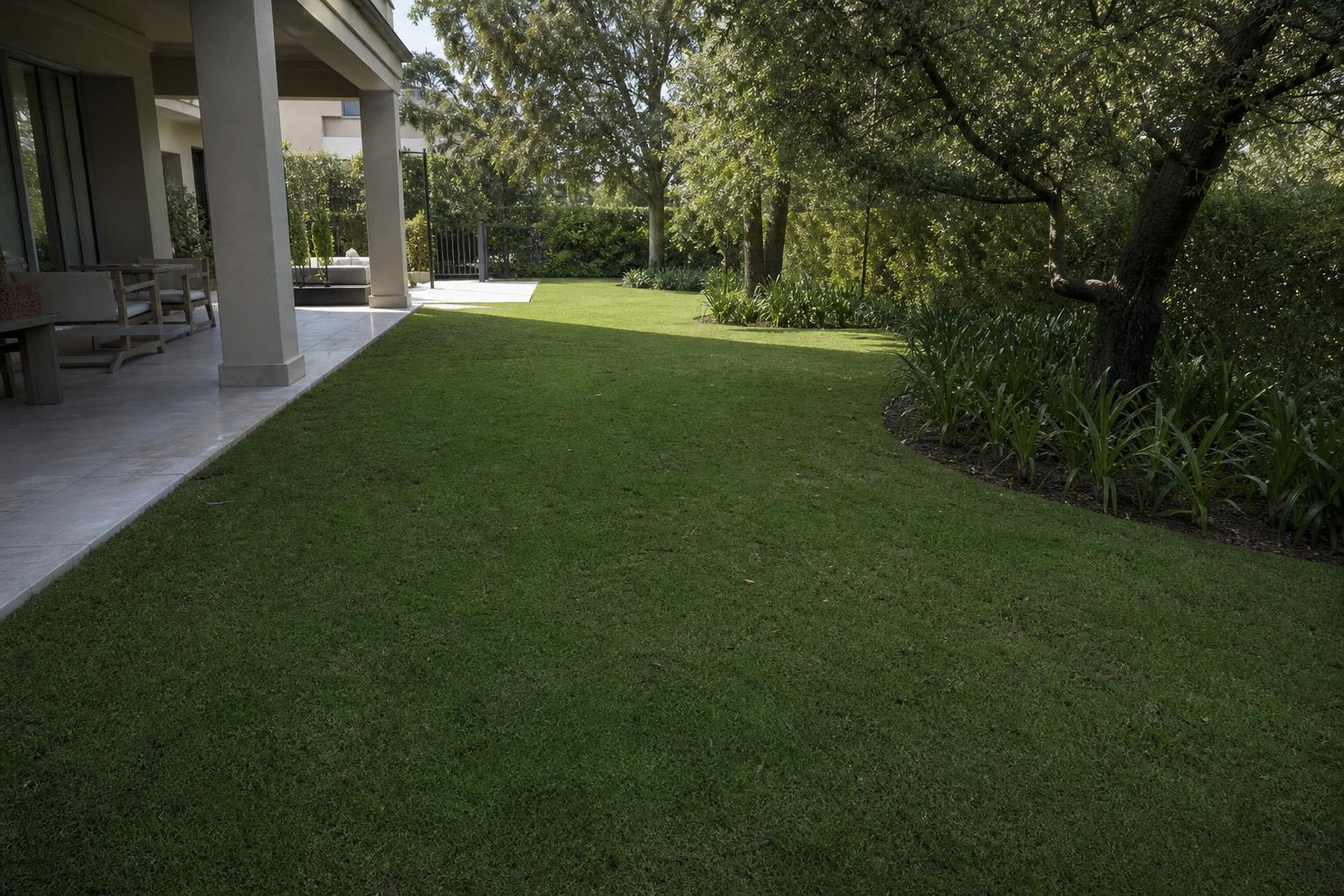 Césped Tifway instalado en jardín residencial
