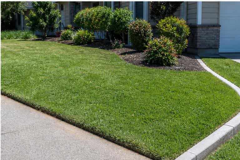 Zoysia instalada en jardín residencial